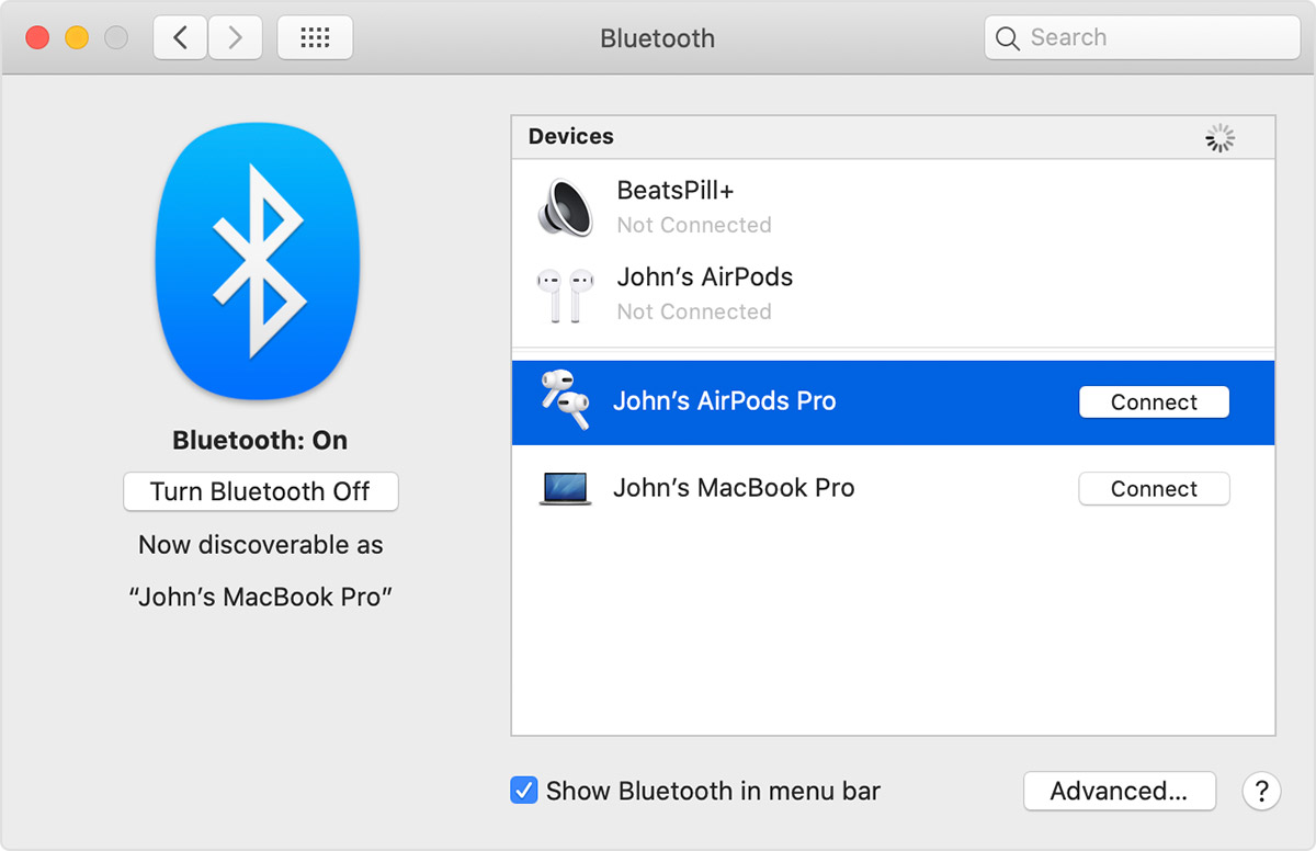 how do i connect my wireless bluetooth headphones to my macbook